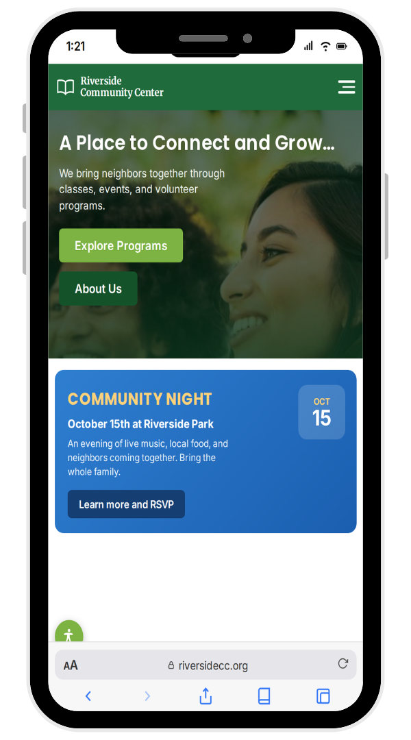 A website shown on a phone next to search results, suggesting speed and SEO